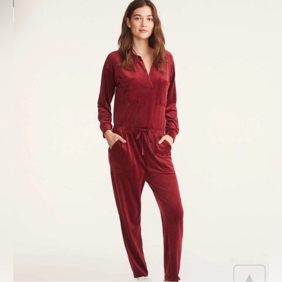 Lou & Grey Pants - Lou & Grey Women's Velvet Jumpsuit - Deep Wine Red Size XS